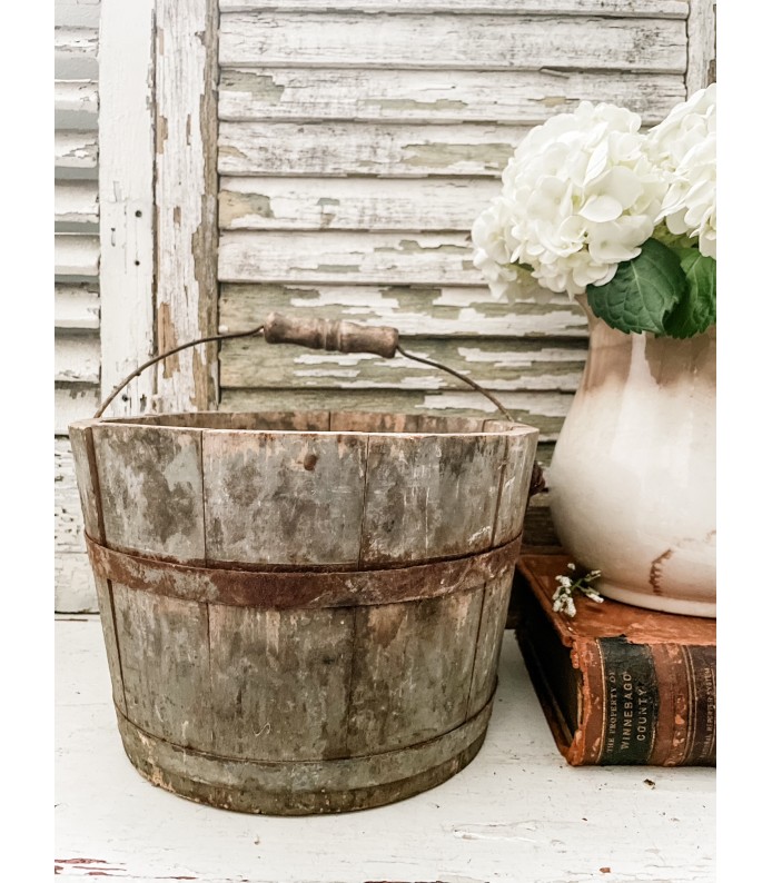 Antique/Vintage Wood Bucket - Amazing Patina/Coloring